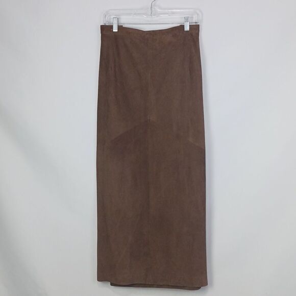 Ralph Lauren Tan Suede Long Vtg Black Label Skirt.